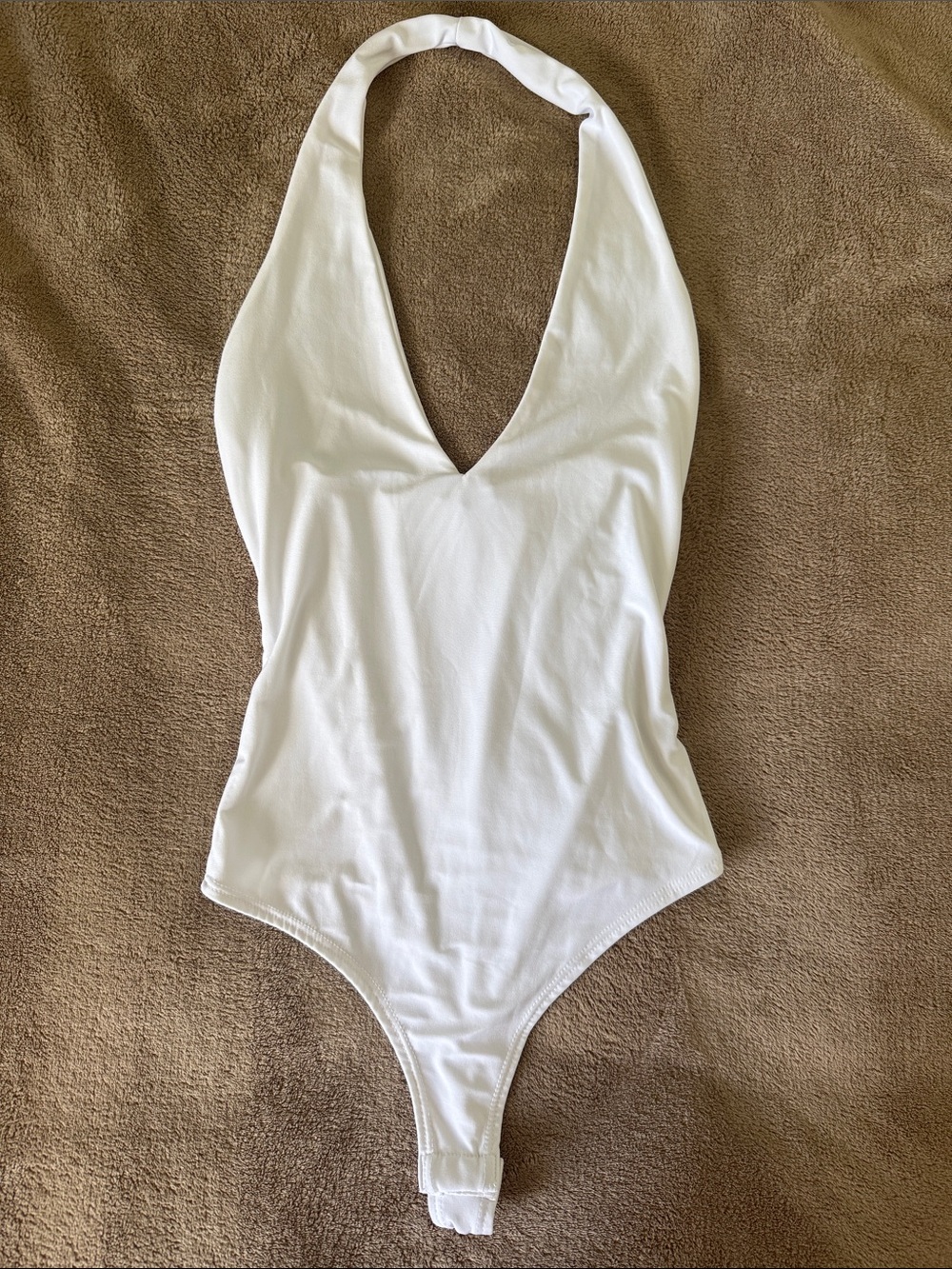 White Halter Neck Bodysuit - Women